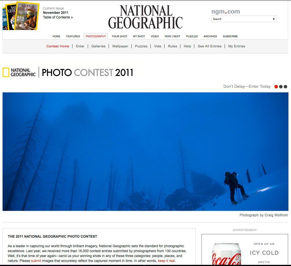 National Geographic, Photo Contest, winter, skiing, backcountry, montana, morning, forest, 
