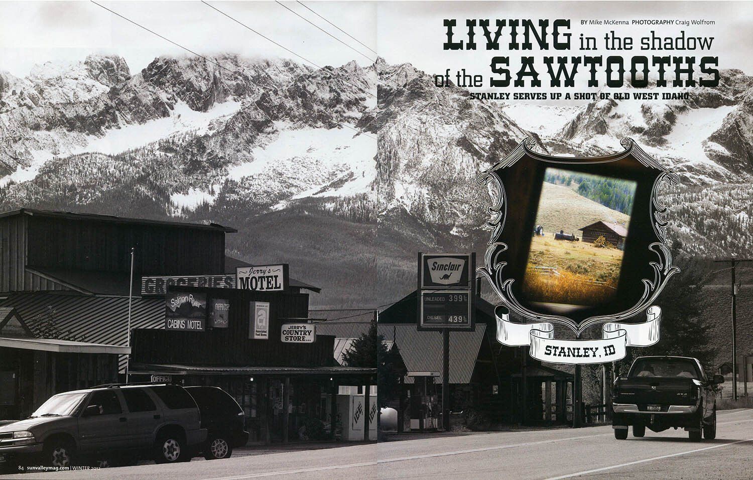 Editorial photo essay, Sun Valley Magazine, Stanley, Idaho, winter, small town, rural