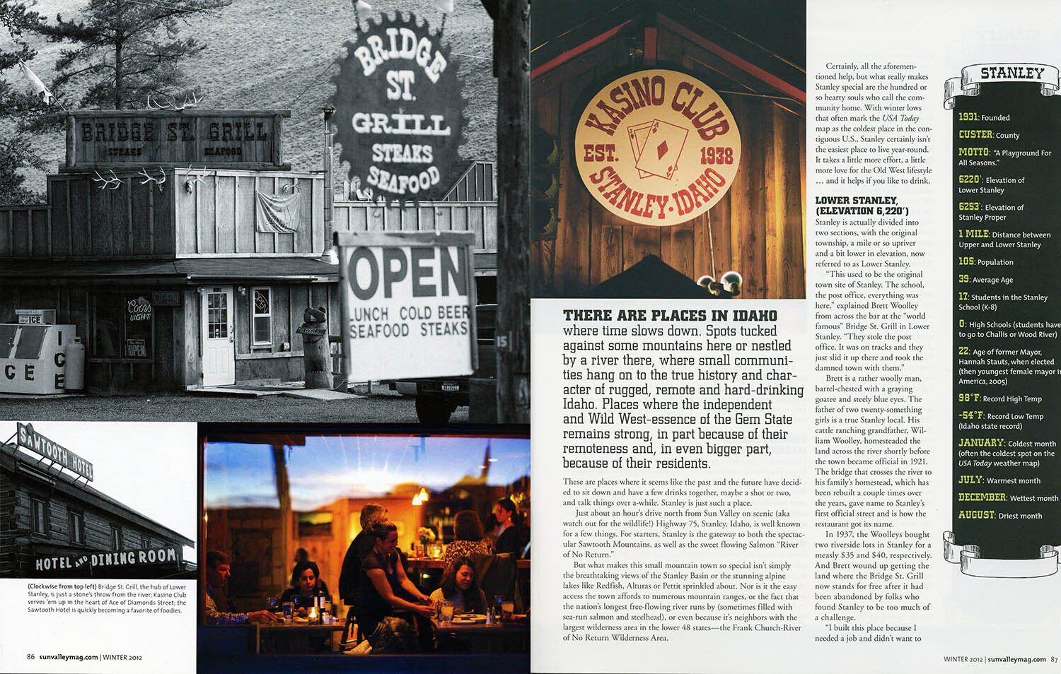 Editorial photo essay, Sun Valley Magazine, Stanley, Idaho, winter, small town, rural