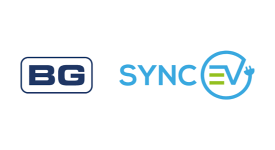 A logo for bg sync ev is shown on a white background