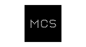 The word mcs is written in white dots on a black background.