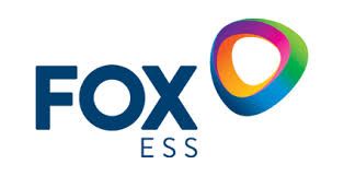 The fox ess logo has a colorful circle in the middle.