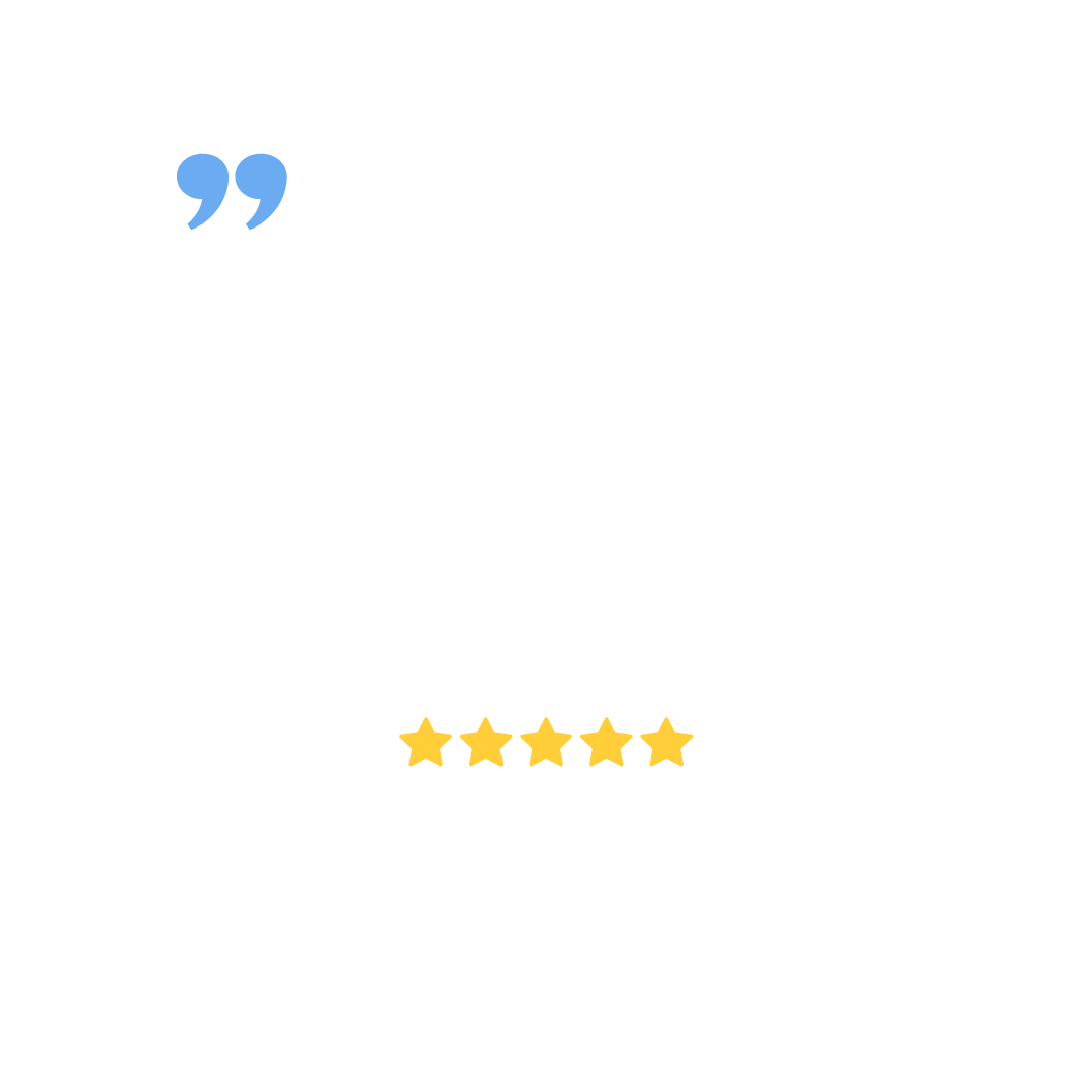 A white background with a quote and four stars.