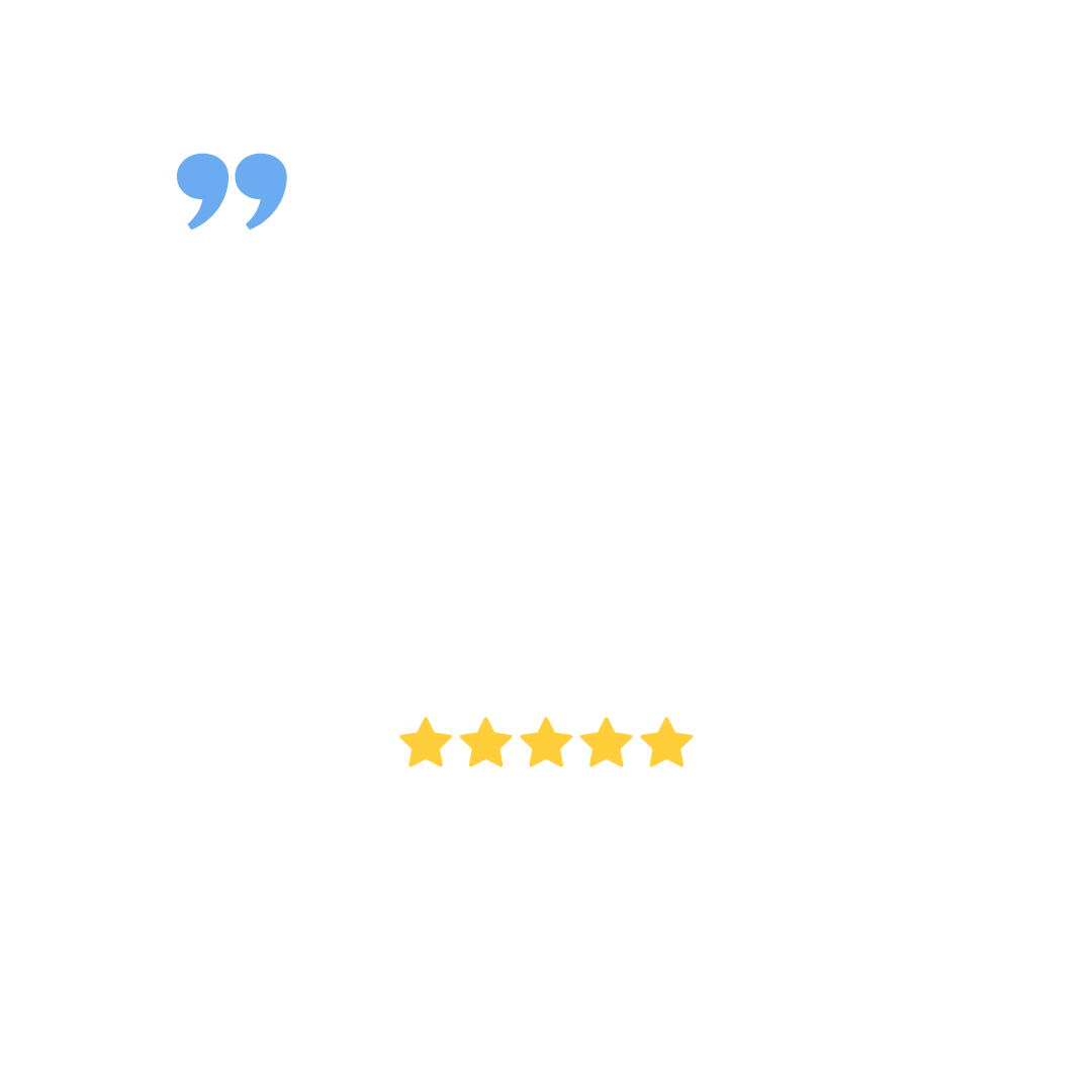A white background with a quote and four stars.