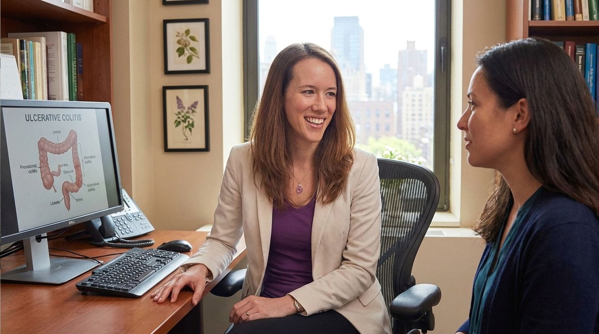 Dr. Alicia Armitstead reviewing Ulcerative Colitis Remedies NYC with a patient in her NYC office