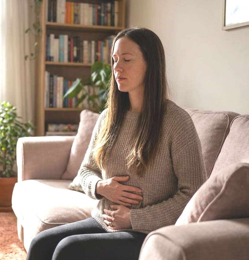 Dr Alicia Armitstead is doing breathwork and Chakra exercises