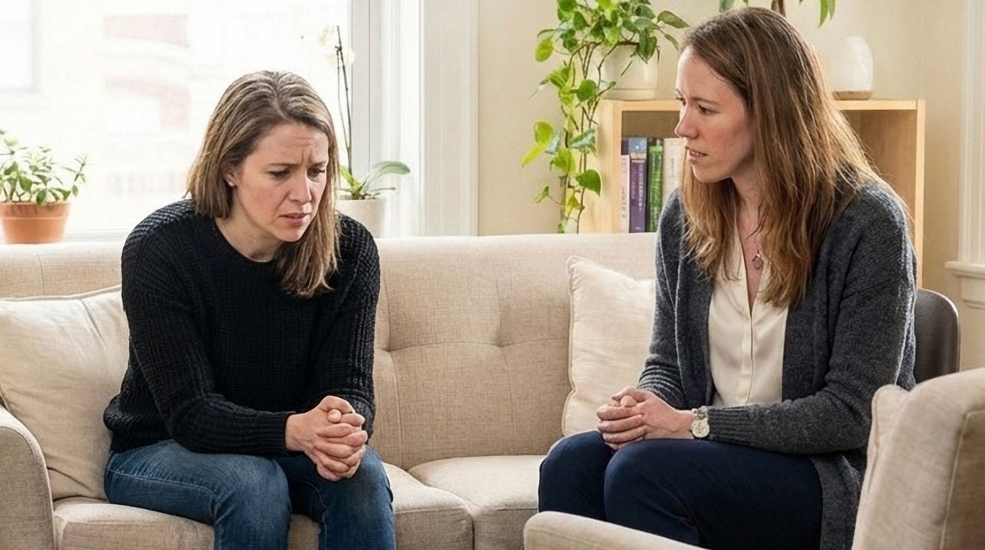 Dr. Aicia Armitstead is listening to a patient with severe tension.