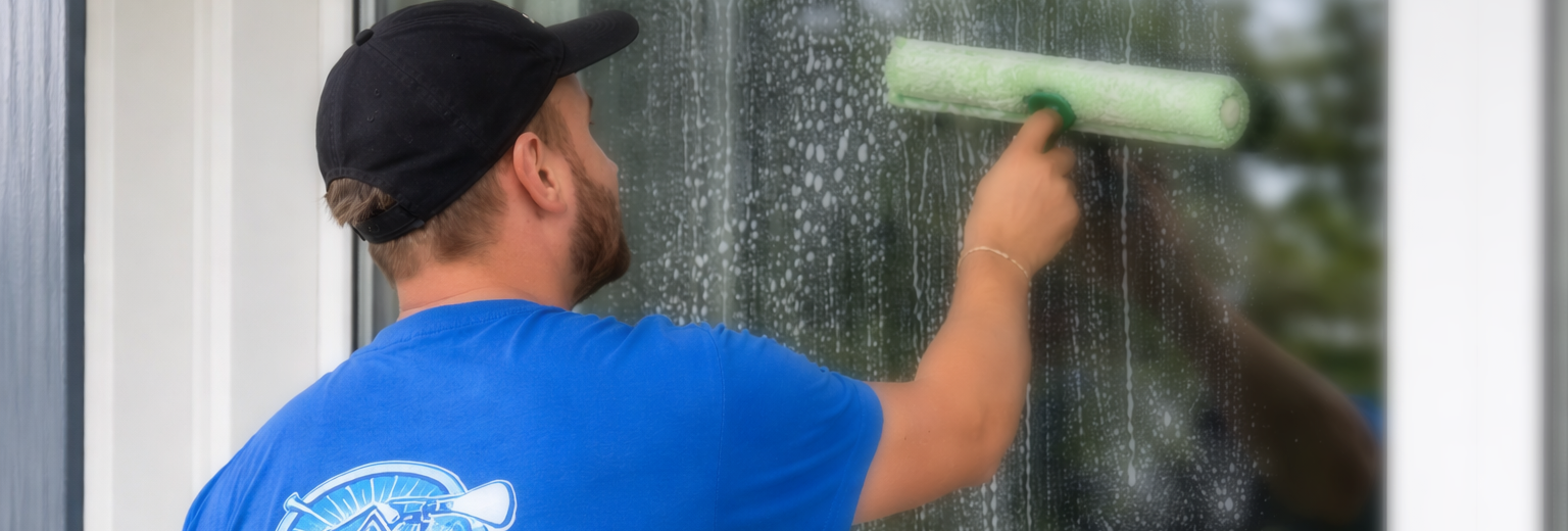 Rooftop covered in green moss, with a black chimney, brown tiles.