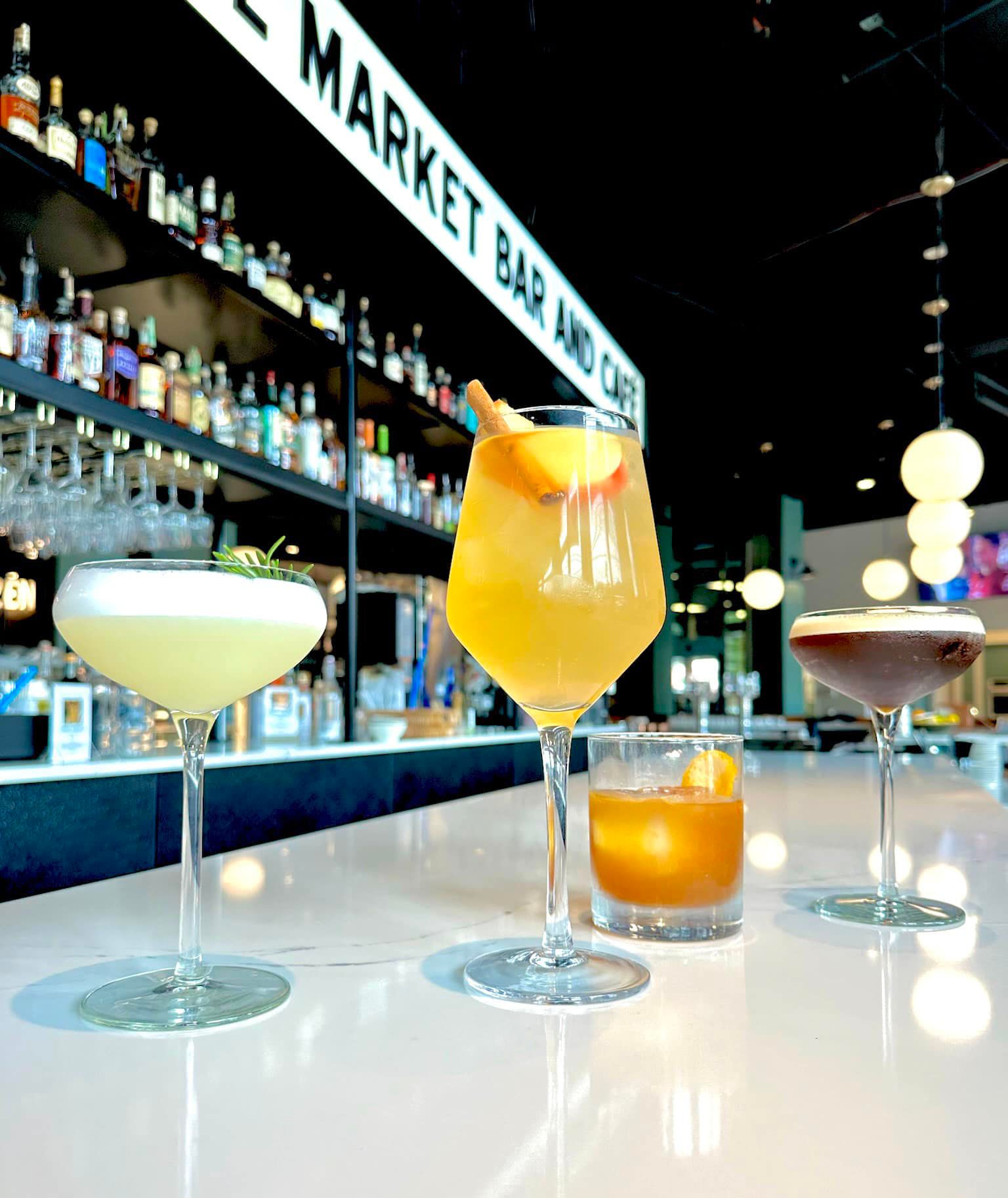 cocktails of varying colors and styles