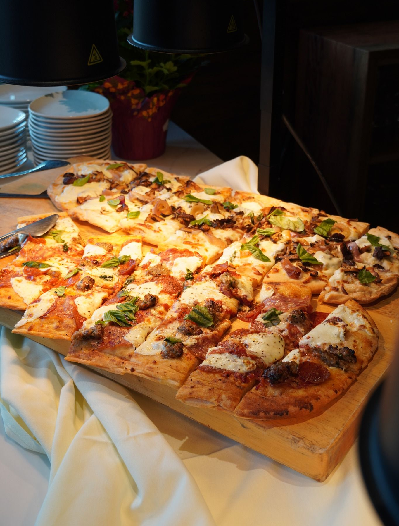 pizza topped with melted cheese