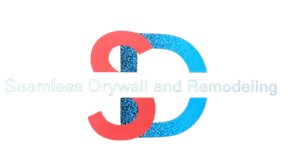 Logo for Seamless Drywall and Remodeling: Red and blue interlocking "SD" with company name below.