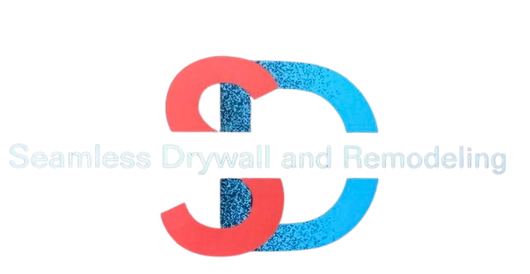 Logo for Seamless Drywall and Remodeling: Red and blue interlocking "SD" with company name below.