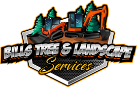 Bill's Tree and Landscaping Logo - Tree in a Field in Front of a Sunset with a Mountain