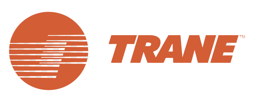 Trane logo: Orange circle with horizontal lines and the word