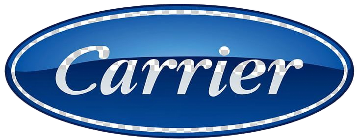 Carrier logo in a blue oval with white text. IntraCoastal Mechanical.
