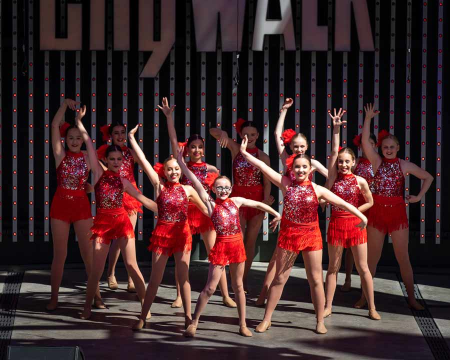 dance group in red