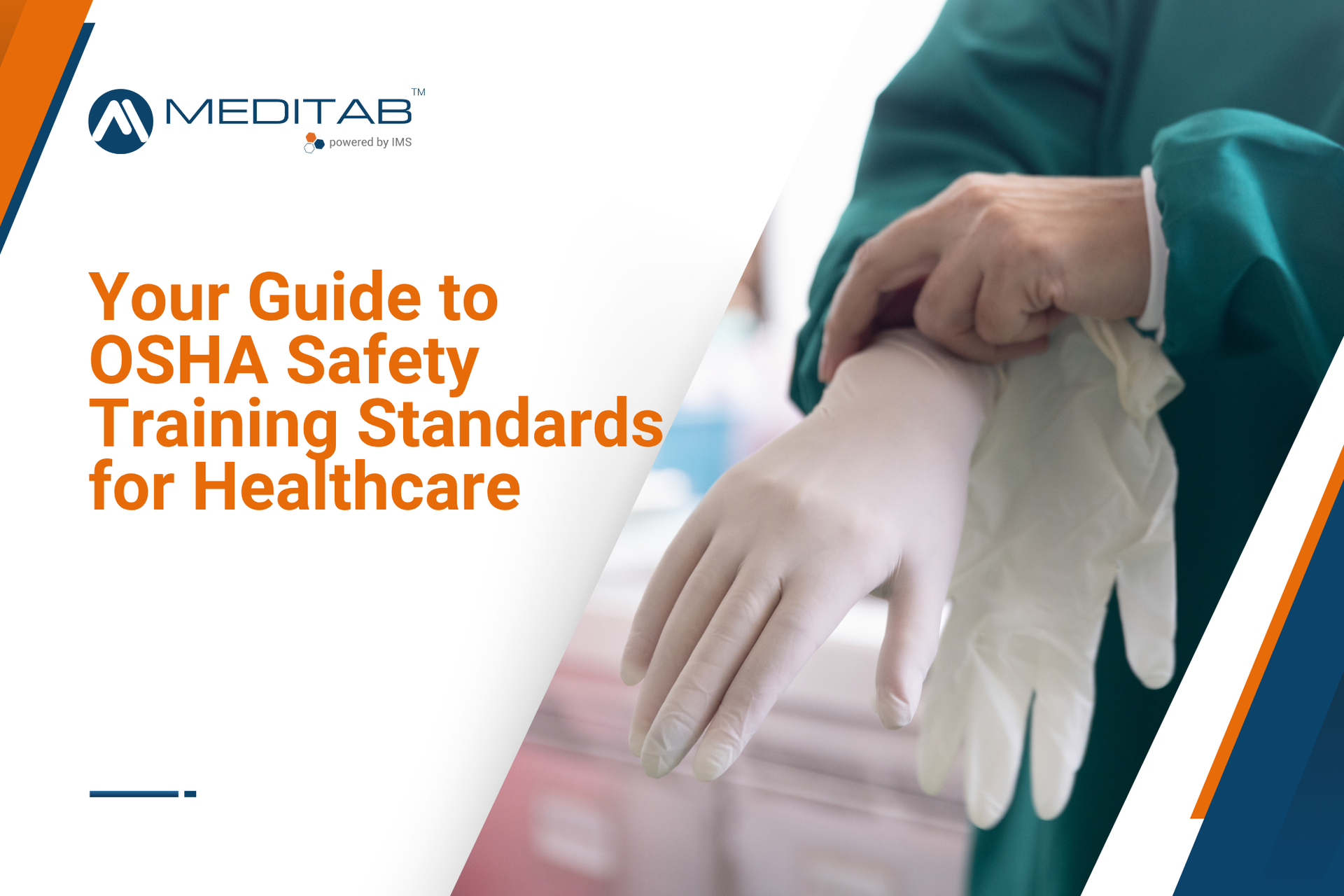 A healthcare provider carefully follows OSHA regulations in healthcare by putting on PPE.