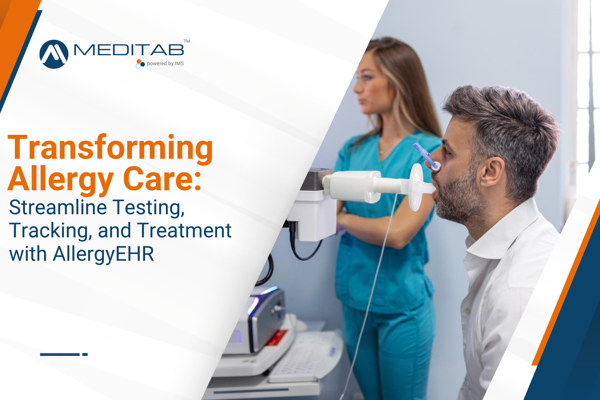 An allergist uses allergy EHR software integrated with a spirometry device to assess a patient for a