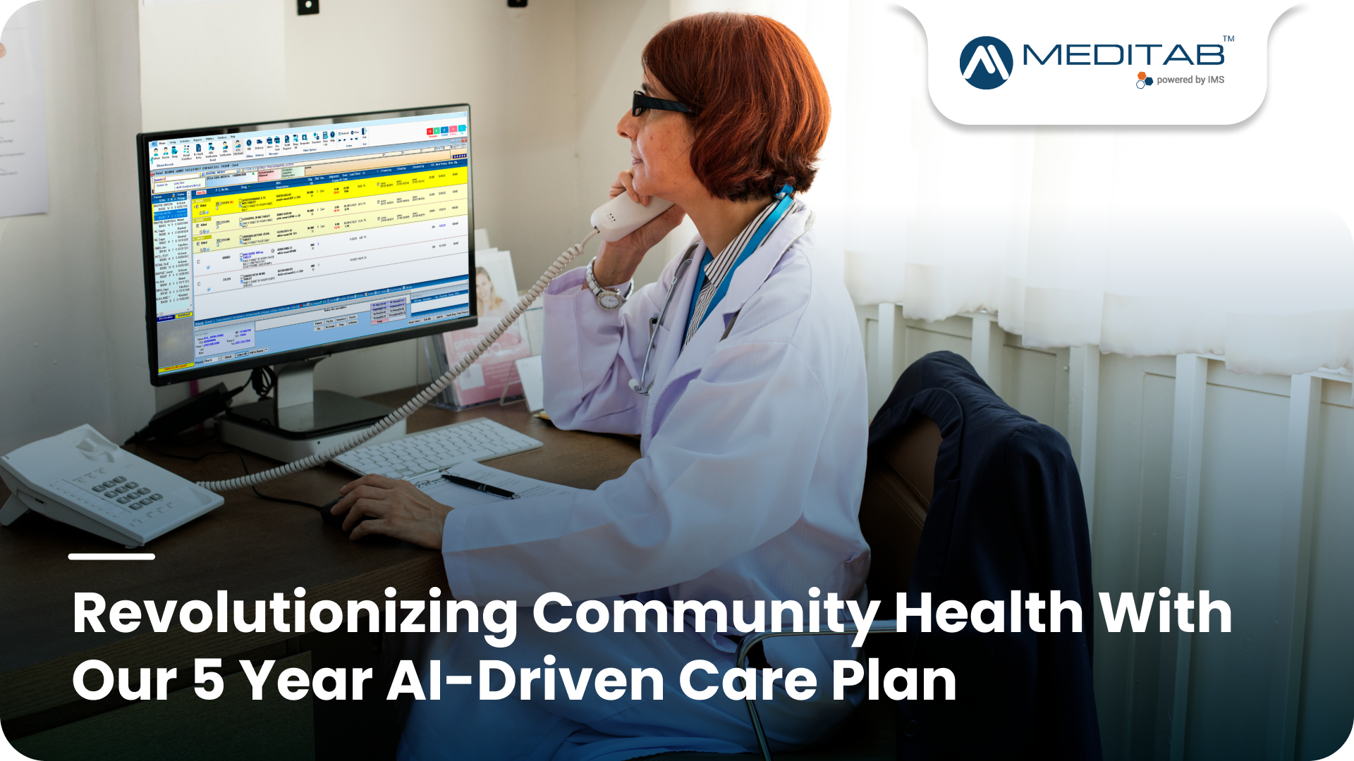 Community healthcare team reviewing Meditab’s AI-powered EHR tools together