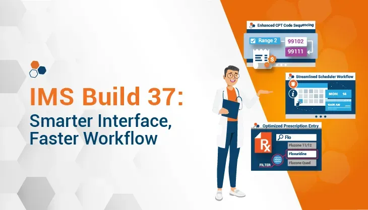 An advertisement for ims build 36 effortless efficiency with an ai-powered ehr.