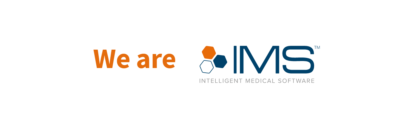 Intelligence Medical Software Logo  with text in front saying 'We are IMS'