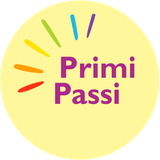 A logo for nido famiglia primi passi with a rainbow and sun