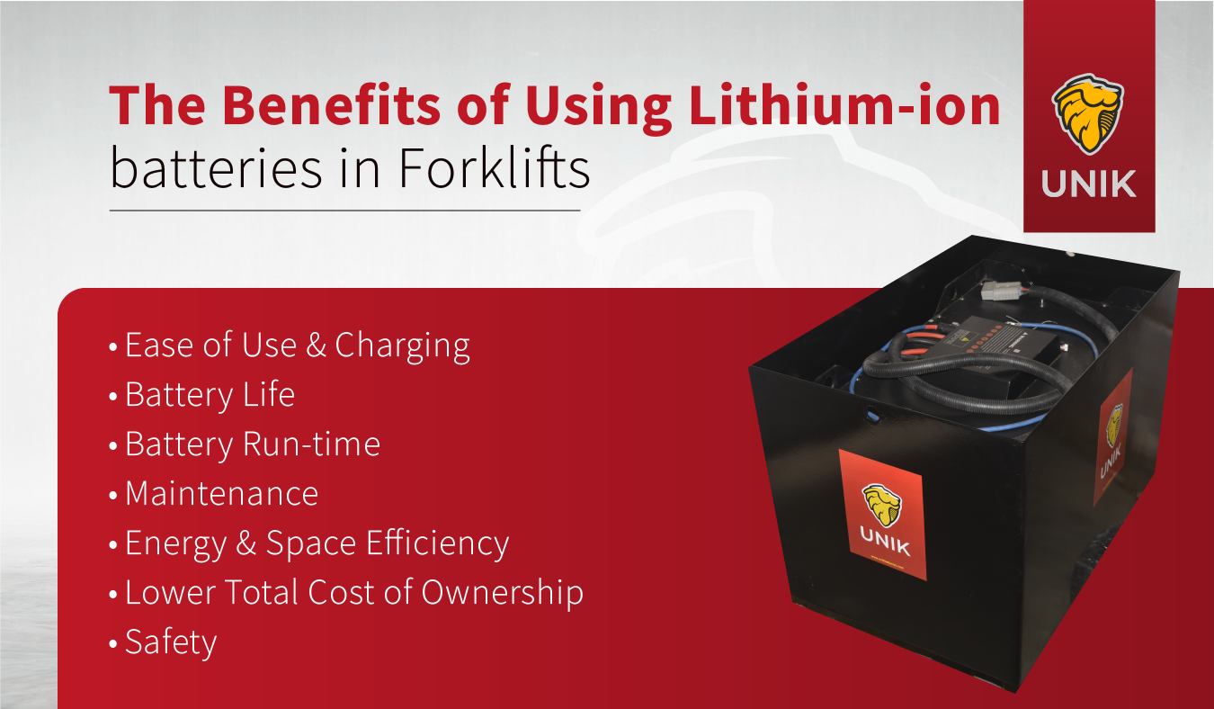 The Benefits of Using Lithium-ion batteries in Forklifts 
Ease of Use & Charging 
Battery Lifes