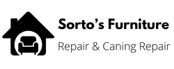 A black and white logo forSorto 's Furniture Repair and Caning Repair.