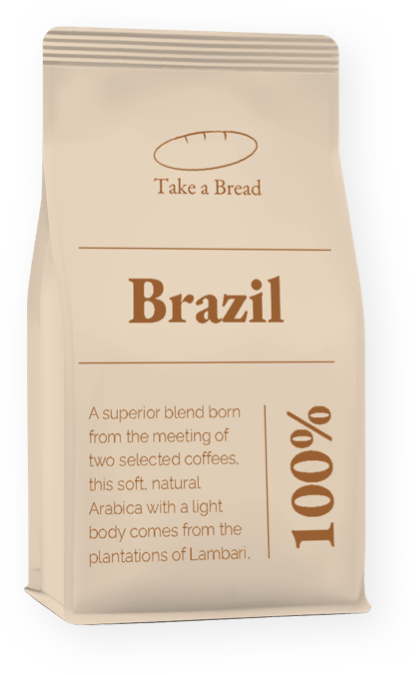 A bag of brazil coffee says take a bread