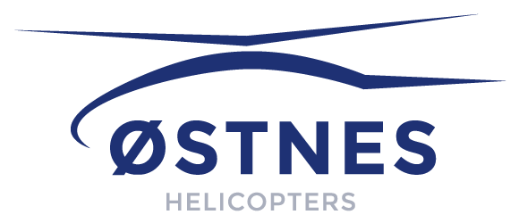 Logoen til Østnes helikoptre er blå og hvit