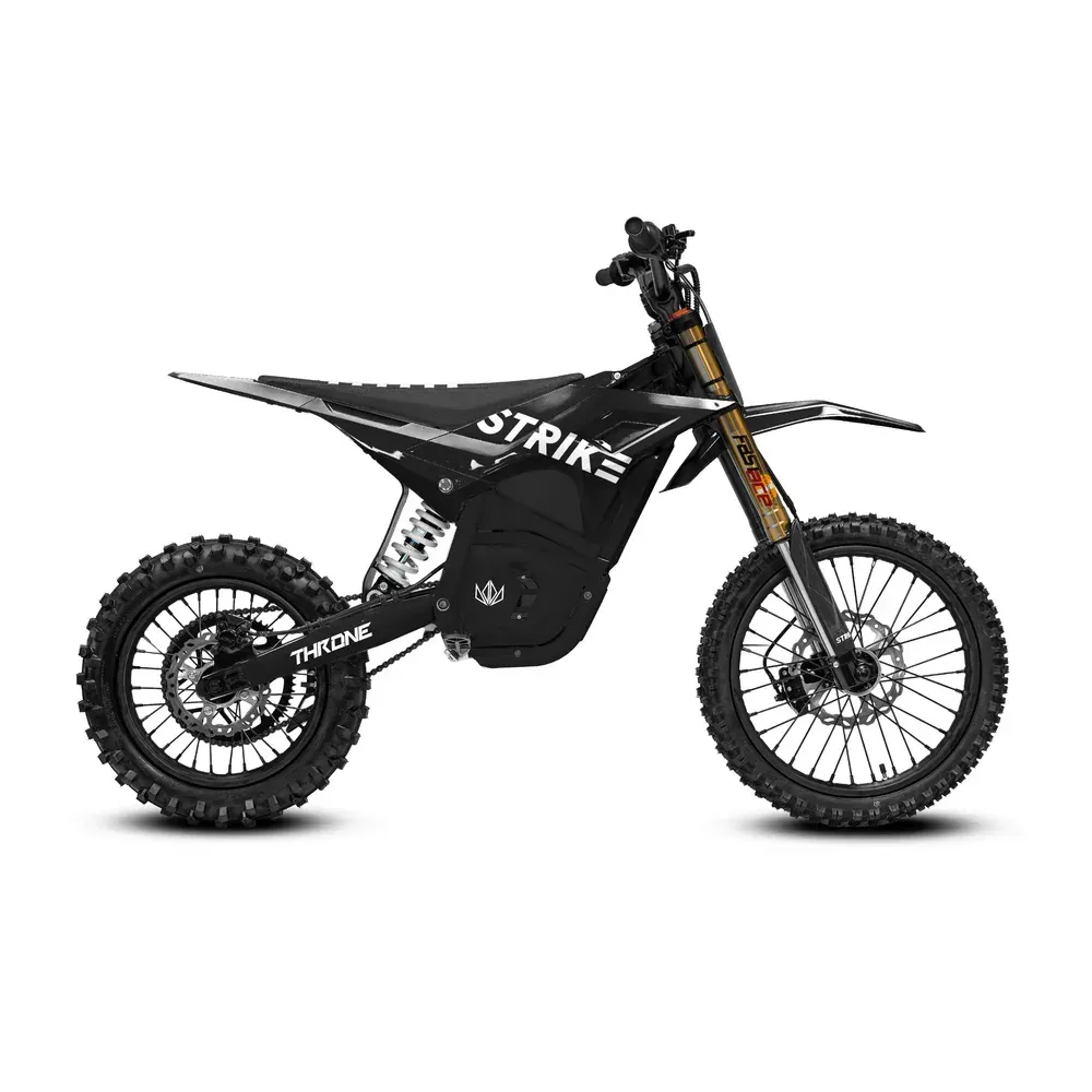 Black and white electric dirt bike with