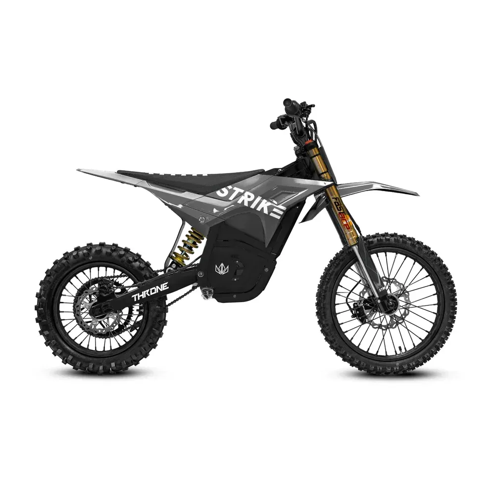 Black and white electric dirt bike with