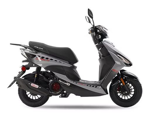 Gray and black scooter with red accents.