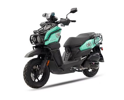 Green and black Yamaha Zuma scooter.