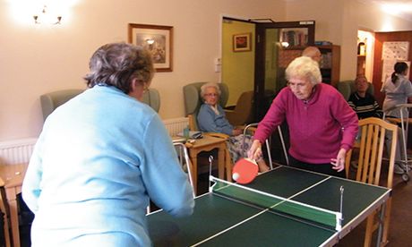 Elderly ladies playing games at the care home in Long Sutton