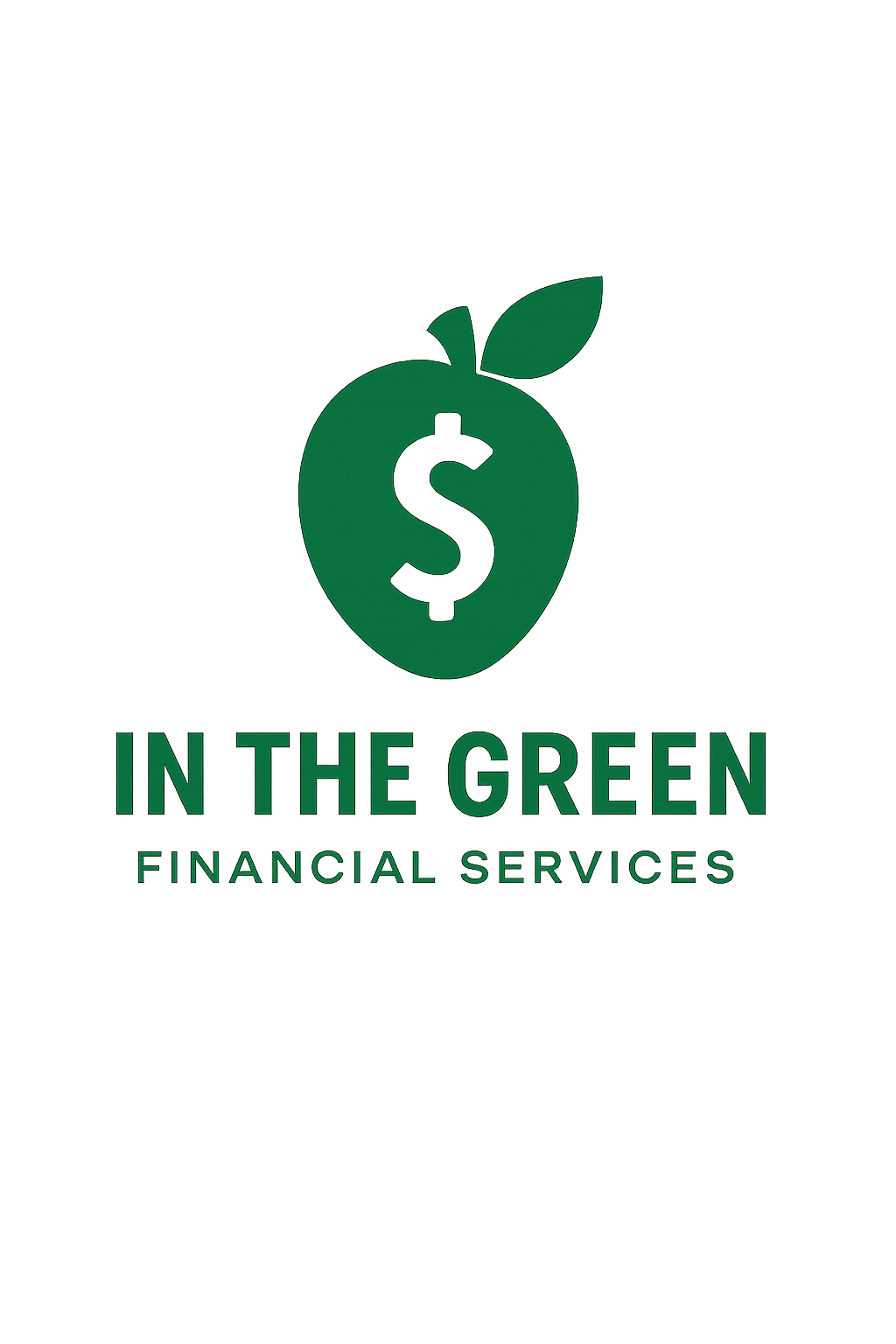 Green apple logo with dollar sign, 