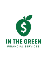 Green apple logo with dollar sign, 