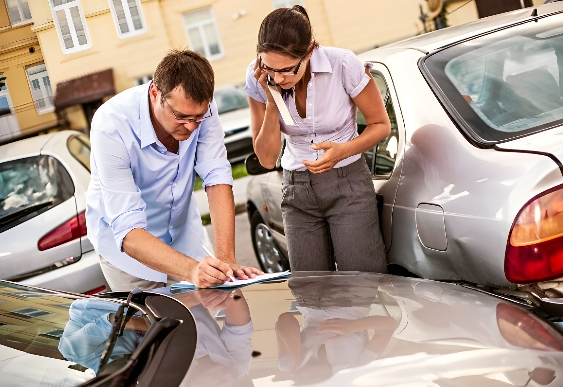 image of inspecting a car accident