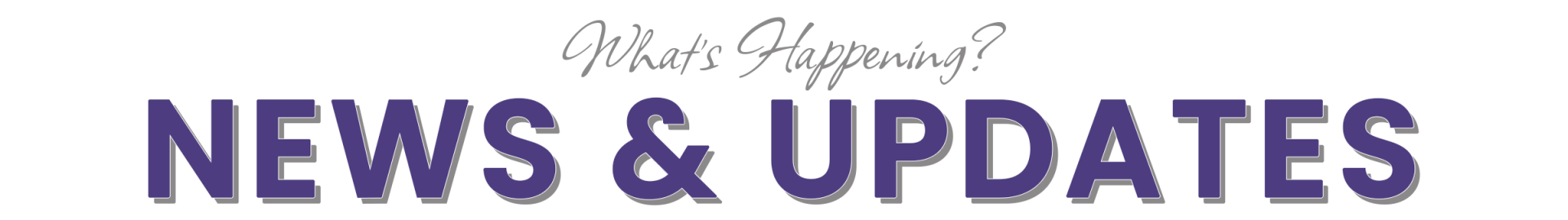 The word news and updates is written in purple on a white background.