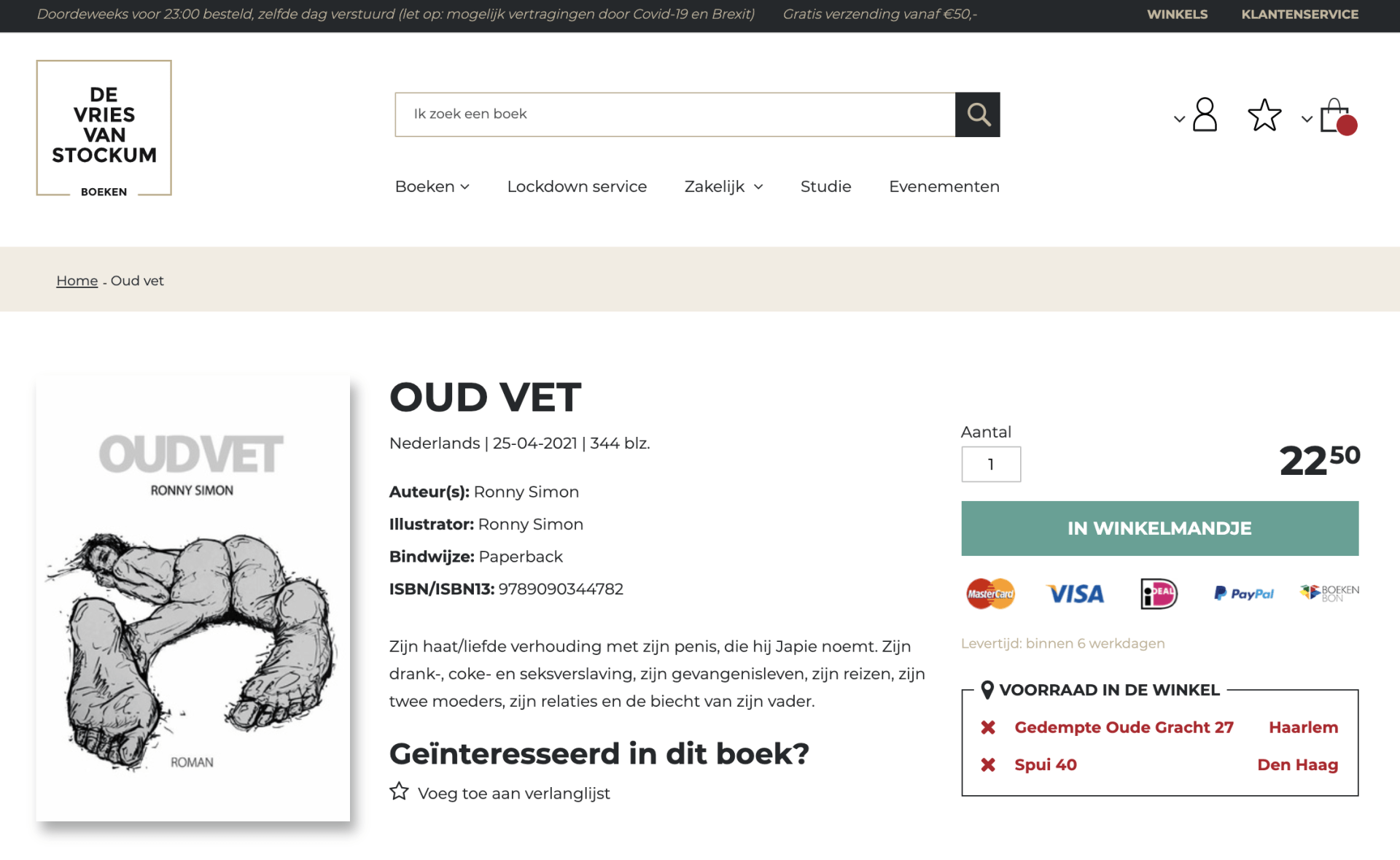 de vries van stockum. Roman Oud vet van Ronny Simon online te koop.