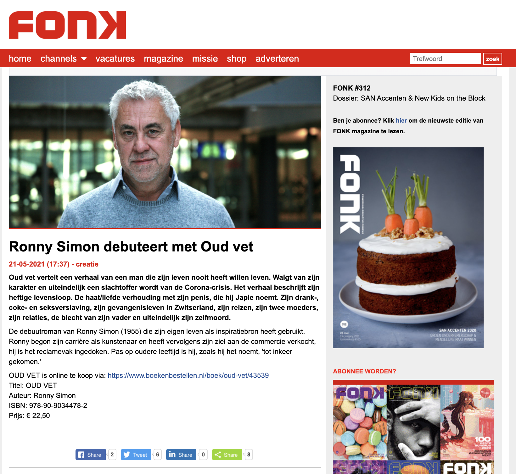 Fonk OUD VET. Roman Oud vet van Ronny Simon online te koop.