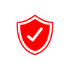 A red shield with a white check mark inside of it.