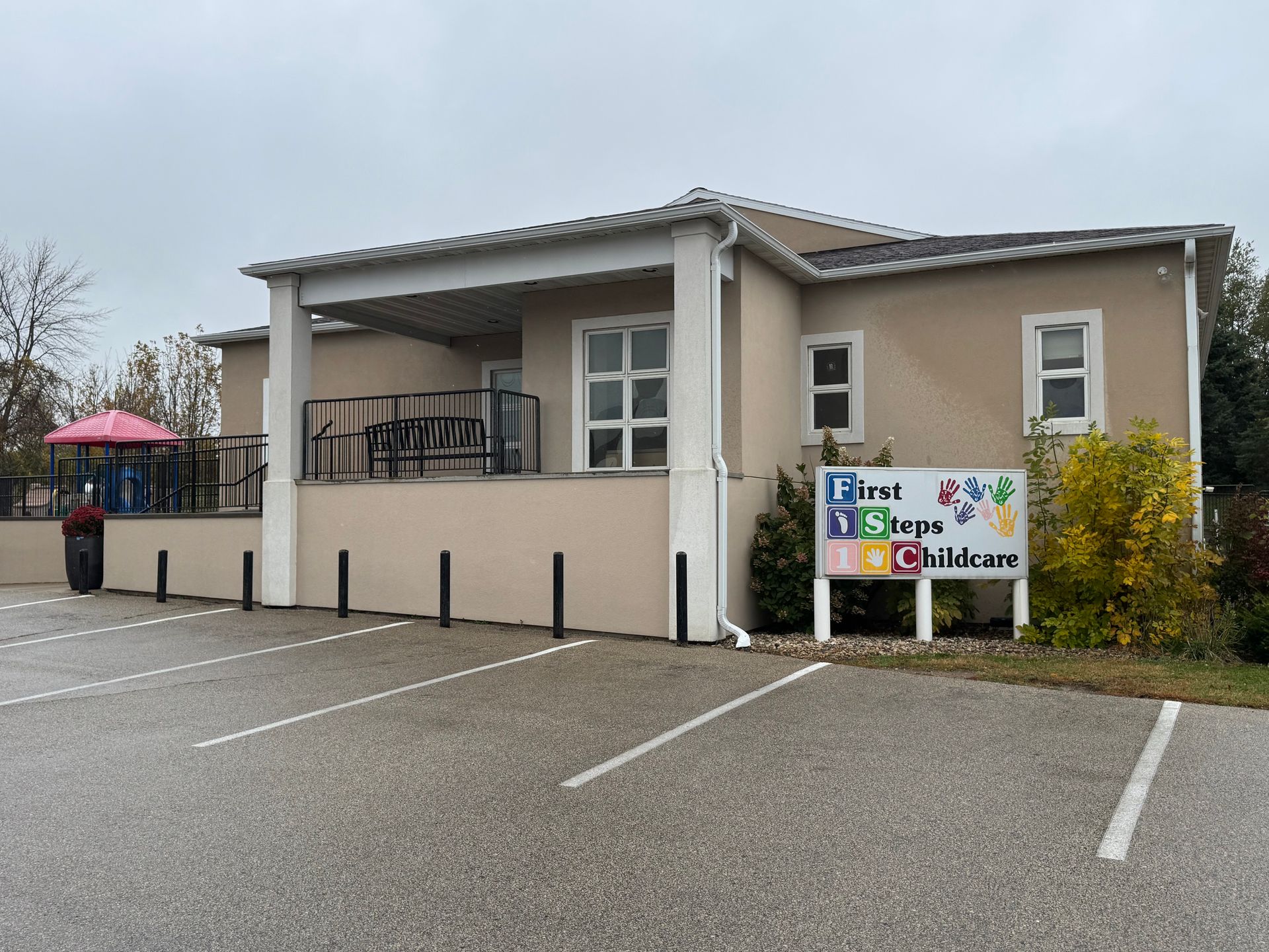 Daycare building with sign