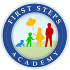 Logo: A blue-rimmed circle with children silhouettes in progression, the text "First Steps Academy."