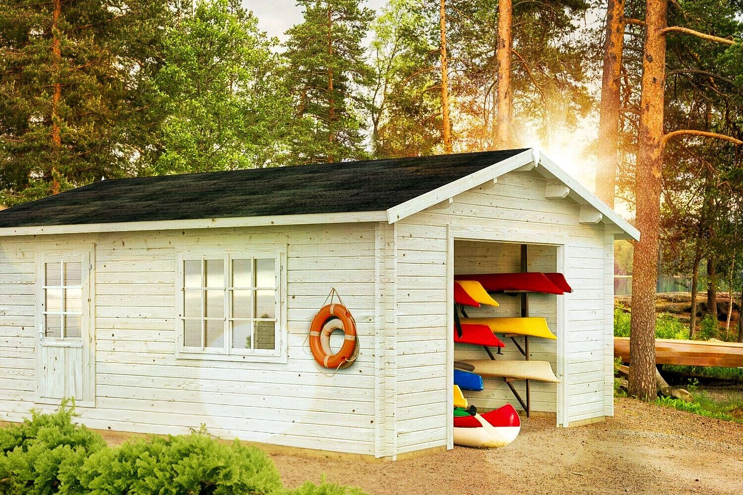 Garage Cabin with Canoes