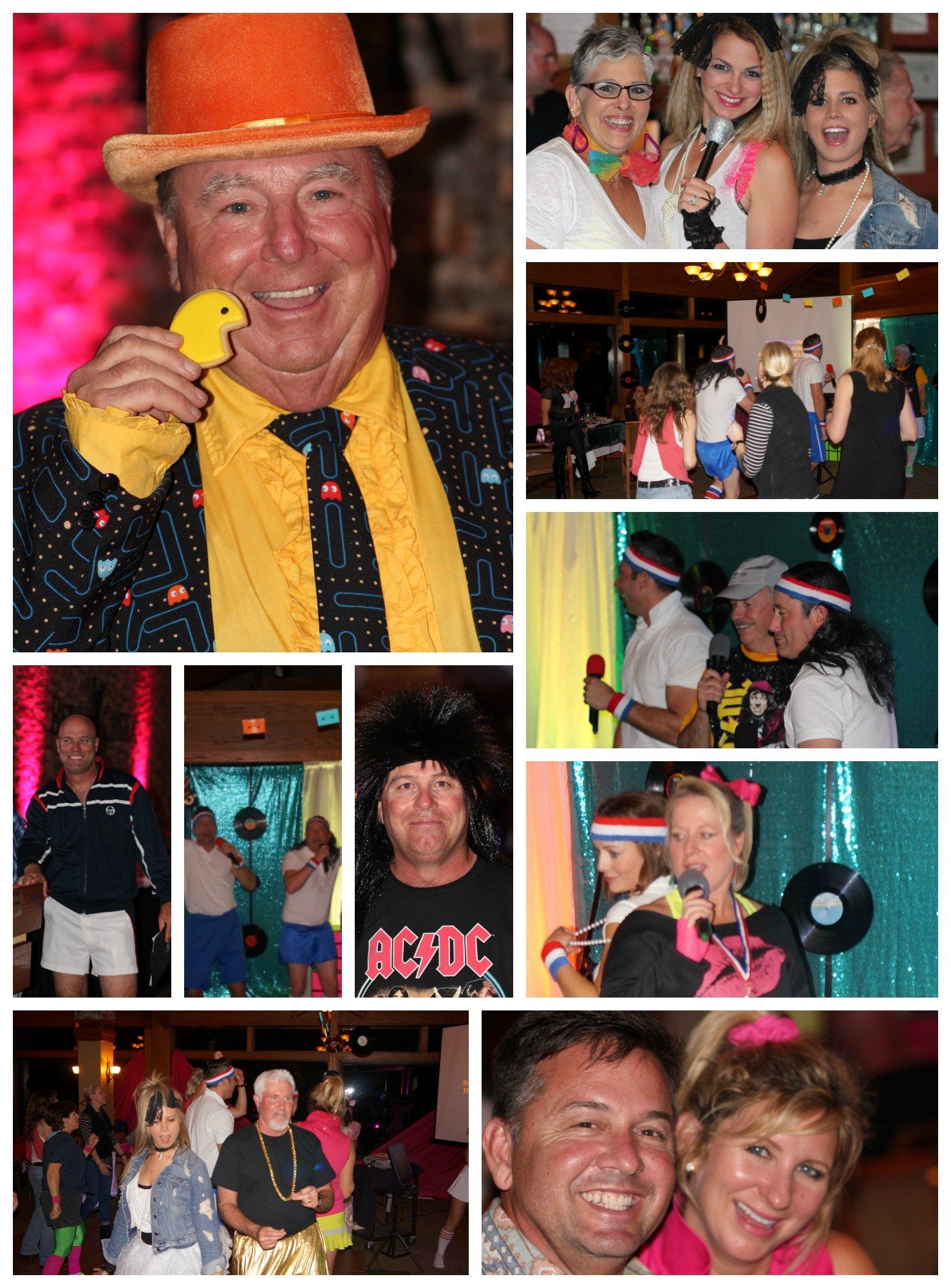 A collage of photos shows a man wearing an ac dc shirt