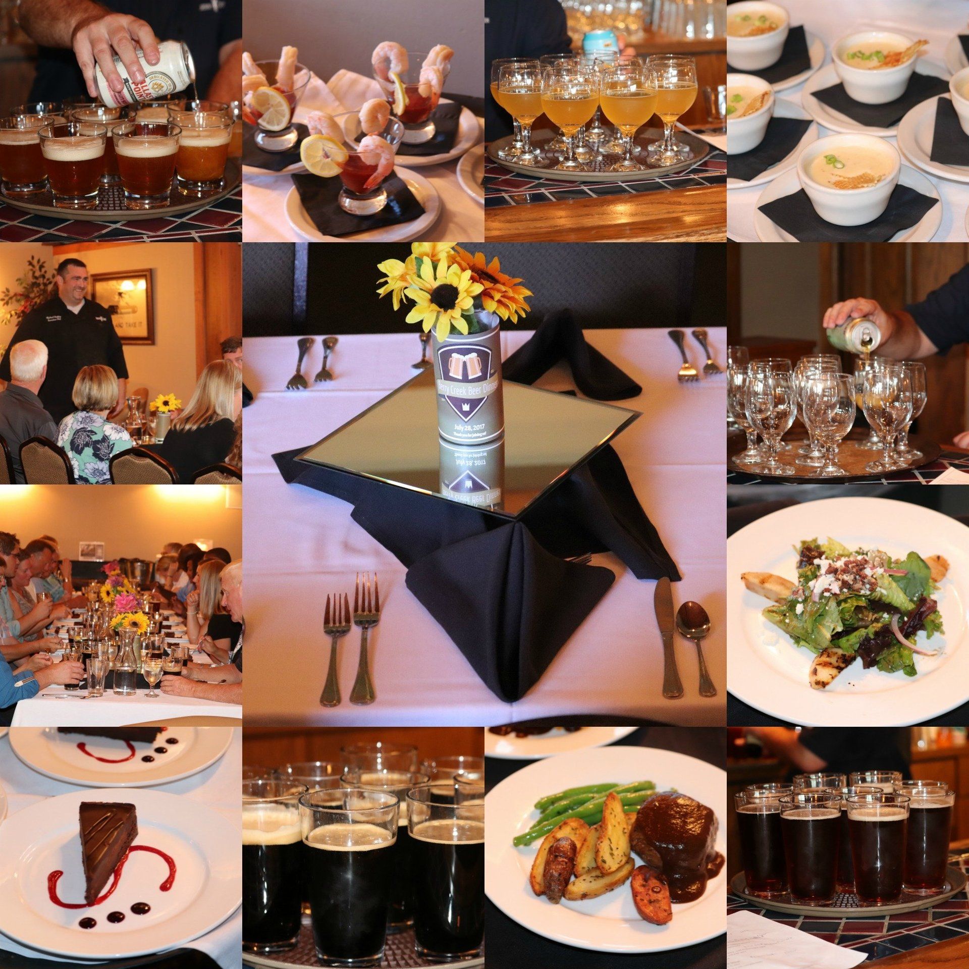 A collage of photos shows a table set for a dinner party