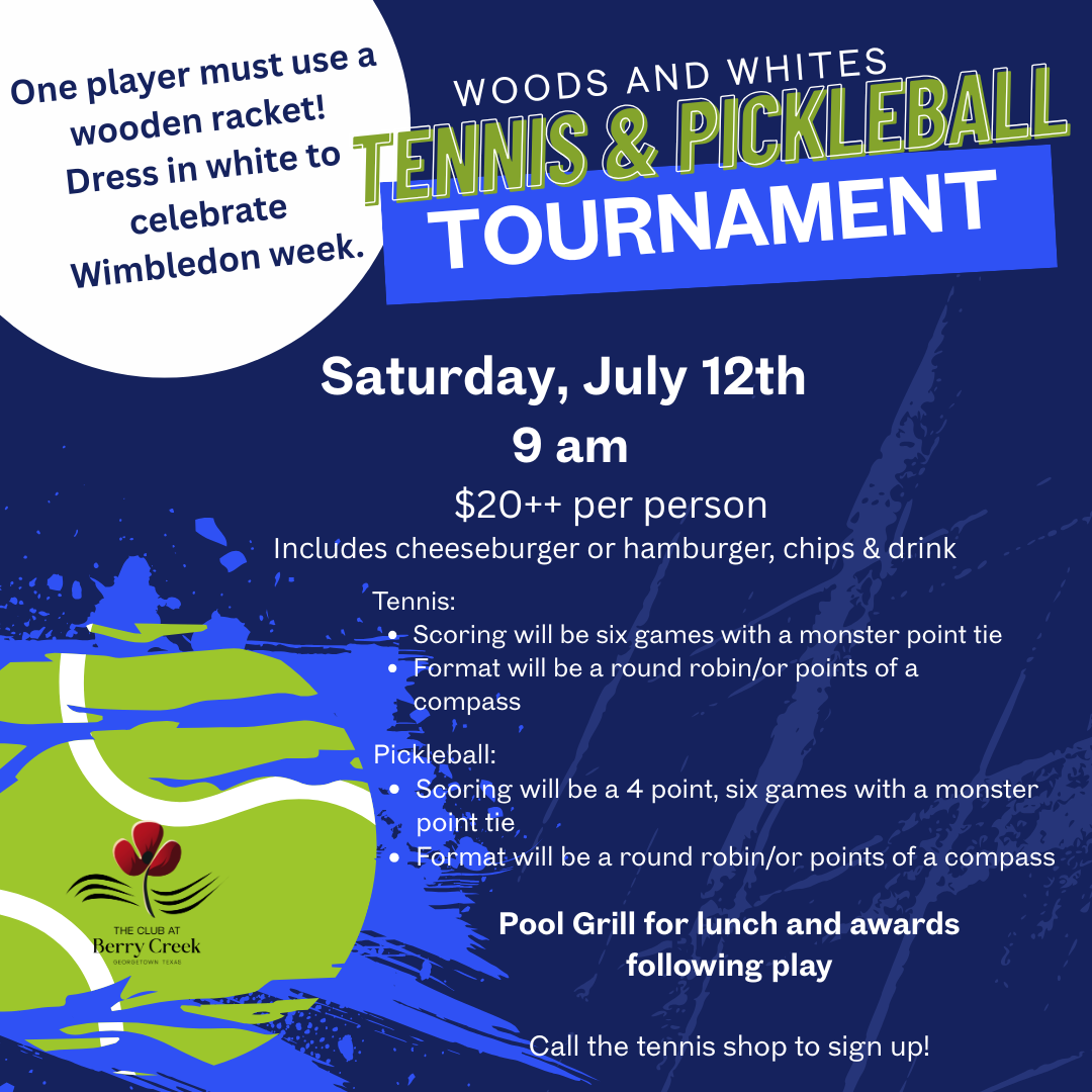An advertisement for a tennis and pickleball tournament