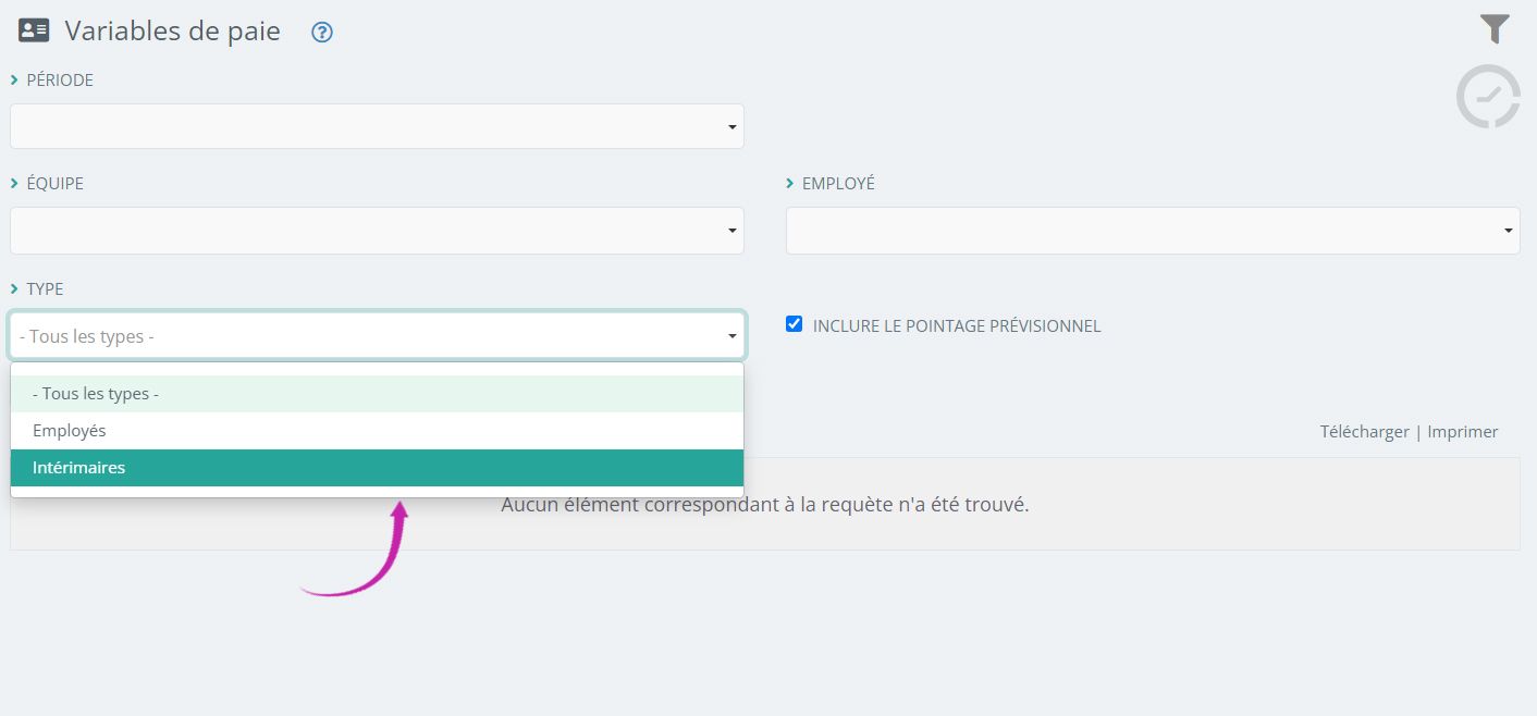 Personnalisation des Rapport des Variables de paie dans Staff Planning