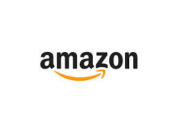 The amazon logo is black and orange on a white background.